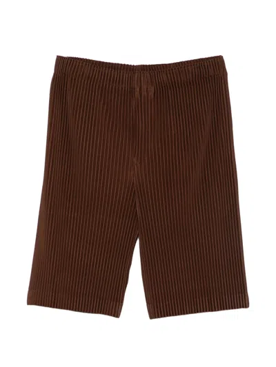 Issey Miyake Ns Basics Pleated Knitted Shorts Anchor Brown