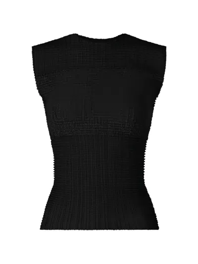 Issey Miyake Plissé-effect Sleeveless Top In Black