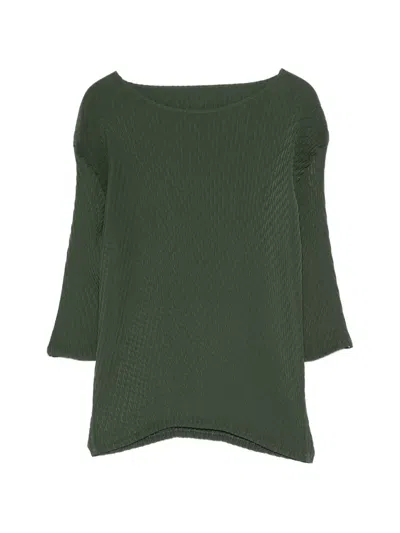 Issey Miyake Plissé-effect Top In Green