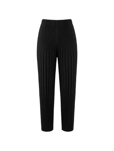Issey Miyake Pleated Knit Trousers In Black