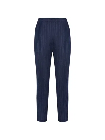 Issey Miyake Plissé-effect Trousers In Blue