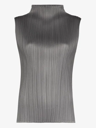 ISSEY MIYAKE BASICS HIGH NECK PLISSÉ TOP - WOMEN'S - POLYESTER