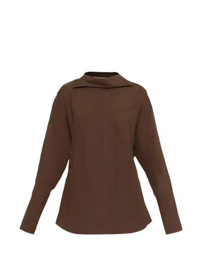Issey Miyake Pocket Collar Shirt In Brown