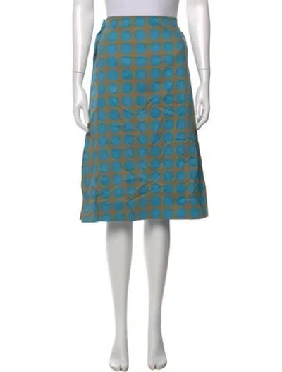 Pre-owned Issey Miyake Polka Dot Print Midi Length Skirt In Blue