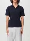 Issey Miyake Basic Pleated Polo Shirt In Blau