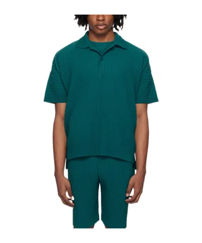 Issey Miyake Polo Shirt With Lapel Short Sleeve In Green