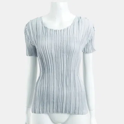 Pre-owned Issey Miyake Polyeater Sky Blue Short-sleeved Top 55