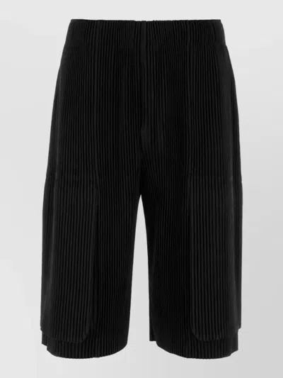 Issey Miyake Polyester Cargo Shorts In Black