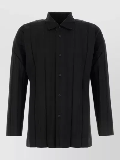 Issey Miyake Polyester Jacket Structured Shoulders Long Sleeves In Black
