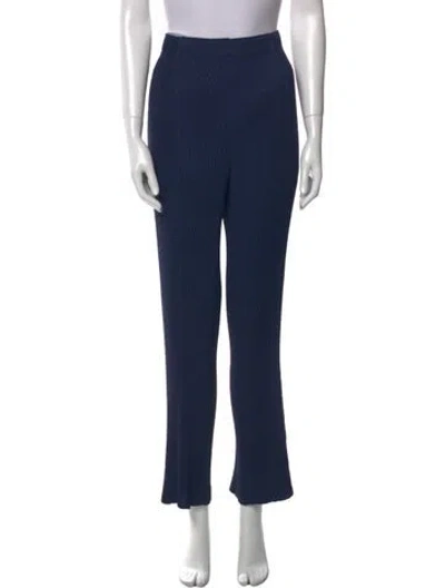 Pre-owned Issey Miyake Polyester Pleated Flared Pants In Blue