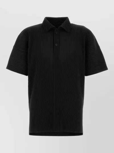 Issey Miyake Polyester Shirt Polo Collar Short Sleeves In Black
