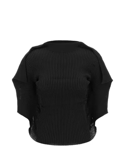 Issey Miyake Prance Pleated Draped Blouse In Black