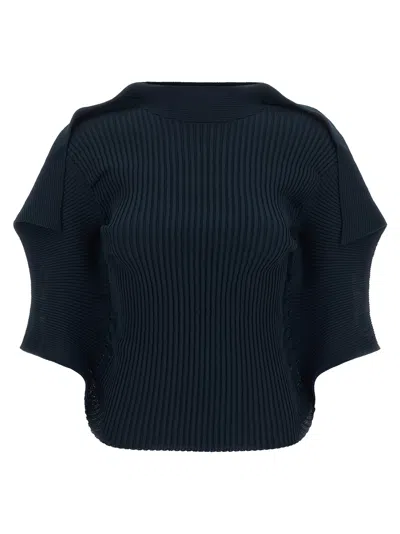 Issey Miyake Prance Pleated Sculptural Top In Blue