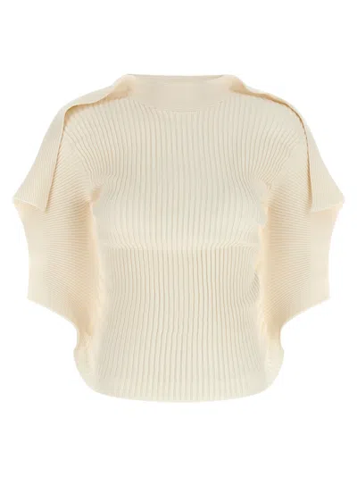 Issey Miyake Prance Architectural-draped Top In Neutral