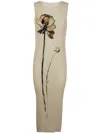 Issey Miyake Pressed Floral Midi Dress In Multicolour