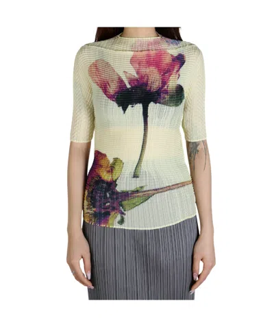 Issey Miyake Pressed Flora Pleated Top In Multicolor