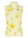Issey Miyake Pressed Flora Pleats Top In Yellow