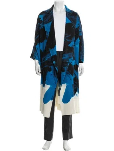 Pre-owned Issey Miyake Printed Coat In Blue