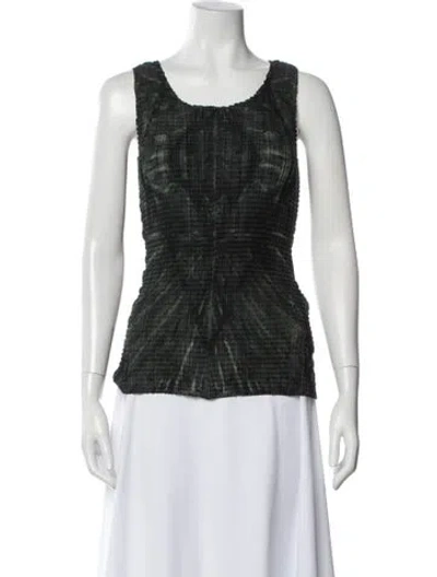 Pre-owned Issey Miyake Printed Crew Neck Top In Blue