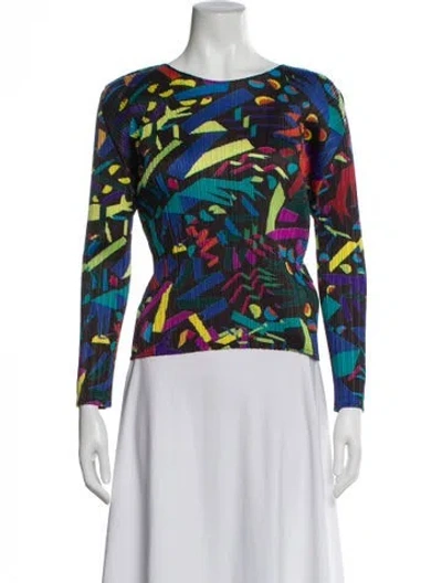 Pre-owned Issey Miyake Printed Crew Neck Top In Multi