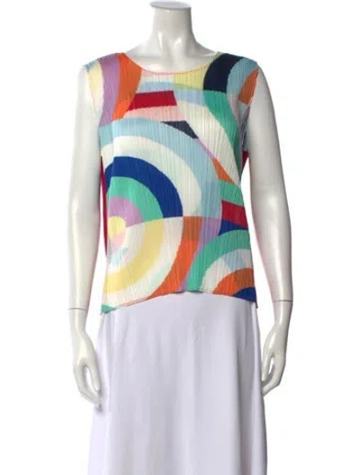 Pre-owned Issey Miyake Printed Crew Neck Top In Neutral