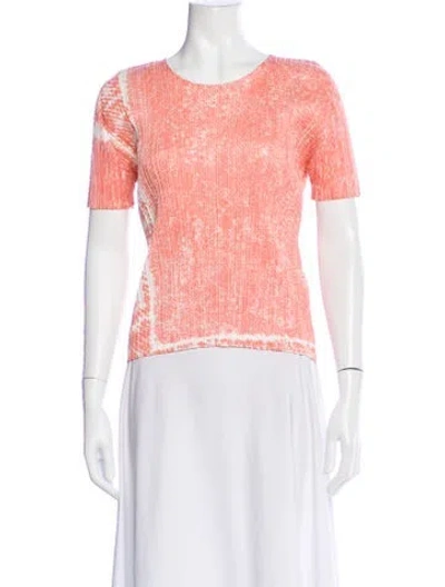 Pre-owned Issey Miyake Printed Crew Neck Top In Pink