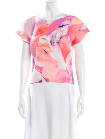Pre-owned Issey Miyake Printed Crew Neck Top In Pink