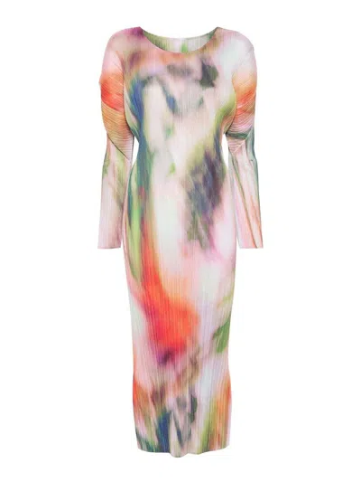 Issey Miyake Printed Dress In Multicolour