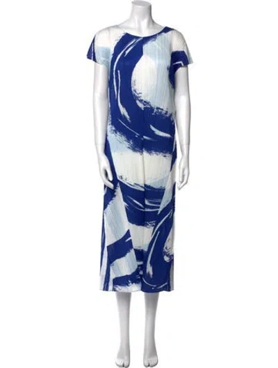 Pre-owned Issey Miyake Printed Long Dress In Blue