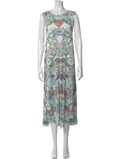 Pre-owned Issey Miyake Printed Long Dress W/ Tags In Green