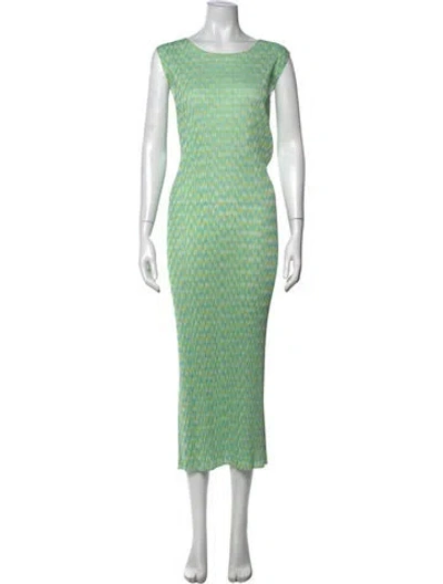 Pre-owned Issey Miyake Printed Midi Length Dress W/ Tags In Yellow