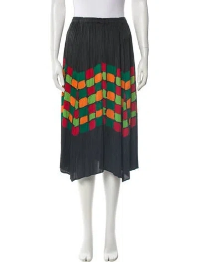 Pre-owned Issey Miyake Printed Midi Length Skirt In Green