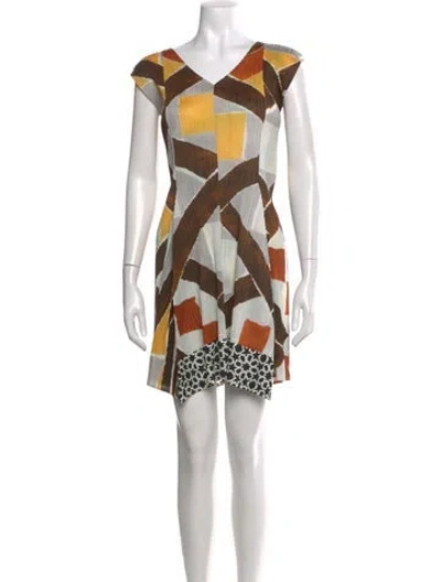 Pre-owned Issey Miyake Printed Mini Dress In Multi