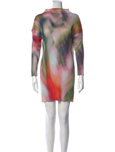 Pre-owned Issey Miyake Printed Mini Dress In Pink