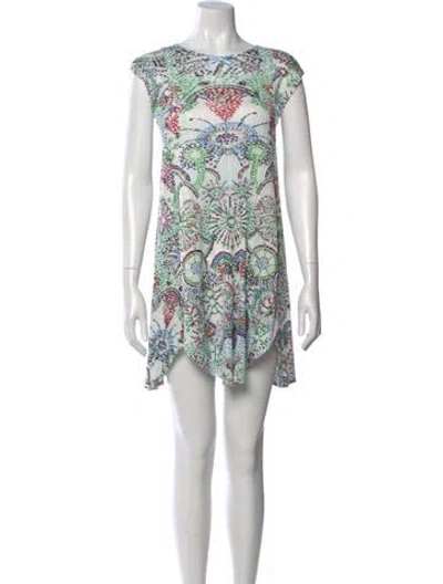 Pre-owned Issey Miyake Printed Mini Dress W/ Tags In Green