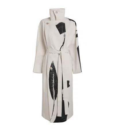 Issey Miyake Printed Physiotype Trench Coat In Grey