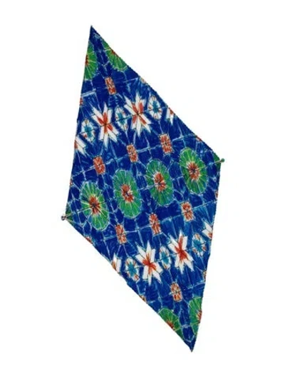 Pre-owned Issey Miyake Printed Scarf In Blue