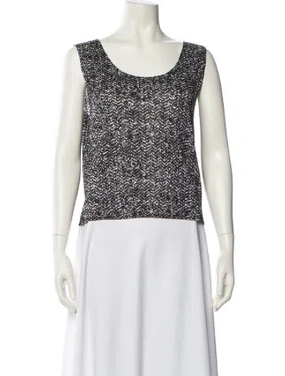 Pre-owned Issey Miyake Printed Scoop Neck Crop Top In White