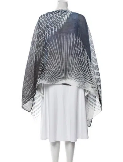 Pre-owned Issey Miyake Printed Shawl In Blue