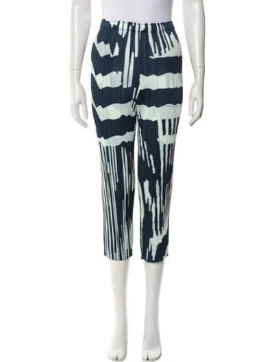 Pre-owned Issey Miyake Printed Skinny Leg Pants In Blue