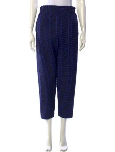 Pre-owned Issey Miyake Printed Straight Leg Pants In Blue