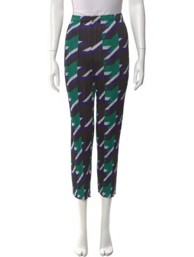 Pre-owned Issey Miyake Printed Straight Leg Pants In Green