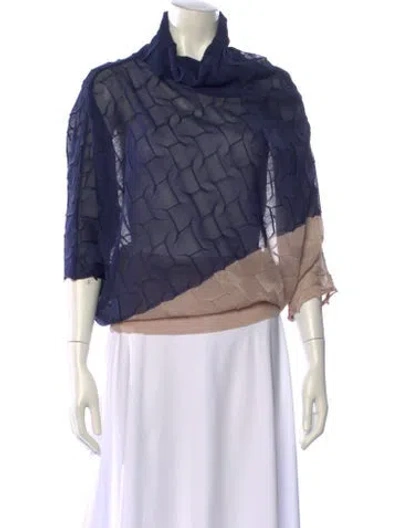 Pre-owned Issey Miyake Printed Turtleneck Sweater In Blue