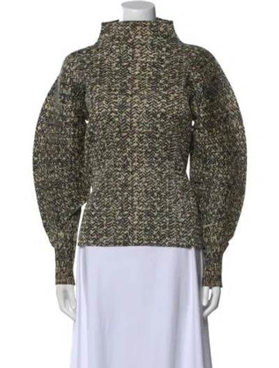 Pre-owned Issey Miyake Printed Turtleneck Sweatshirt In Green