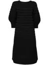 Issey Miyake Puff-sleeve Midi Dress In Black