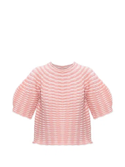 Issey Miyake Colorful Mushroom Knit Top In Pink