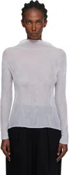 Issey Miyake Chiffon Twist Long Sleeve Top In White