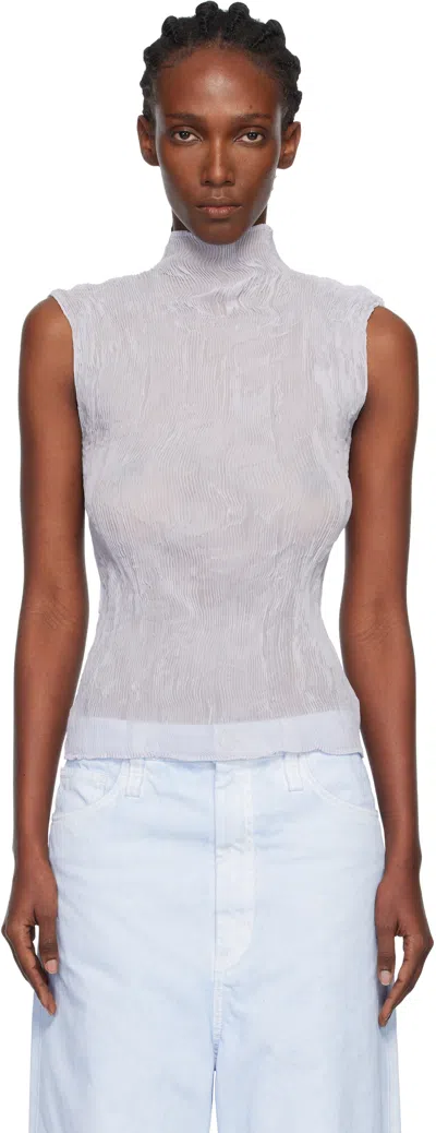 Issey Miyake Purple Chiffon Twist Top In Gray