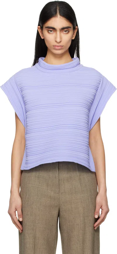 Issey Miyake Purple February Crepe Knit Top In 73 Saxe Blue