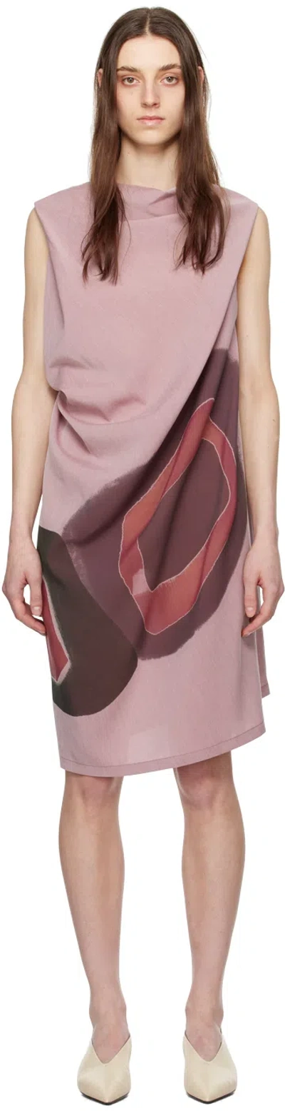 Issey Miyake Purple Graphic Midi Dress In 80-light Purple